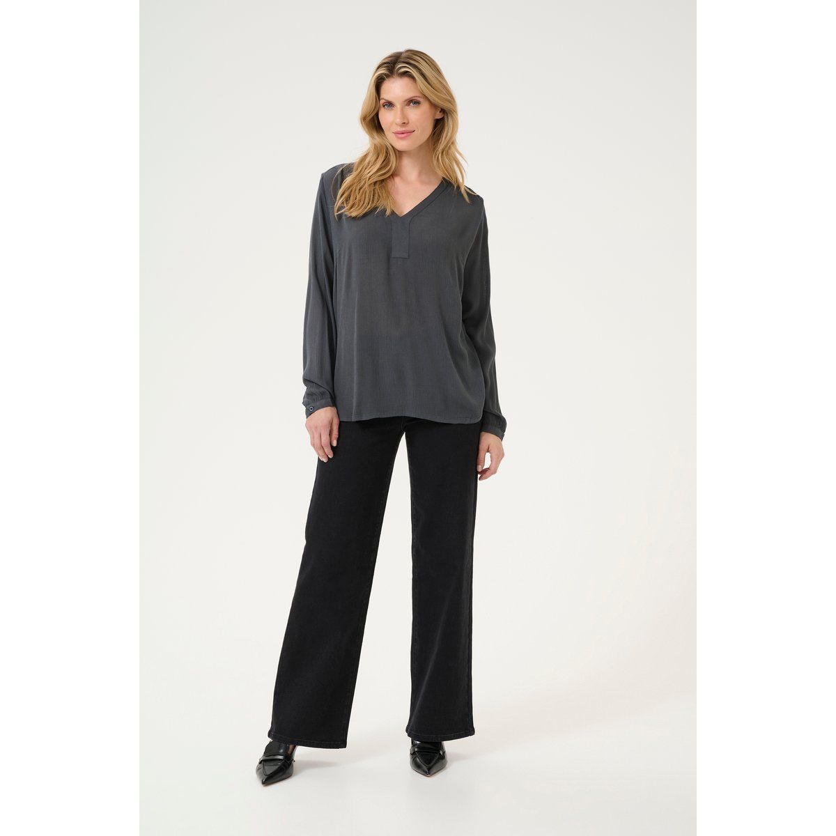 Langarm-Bluse Regular fit Black Oyster