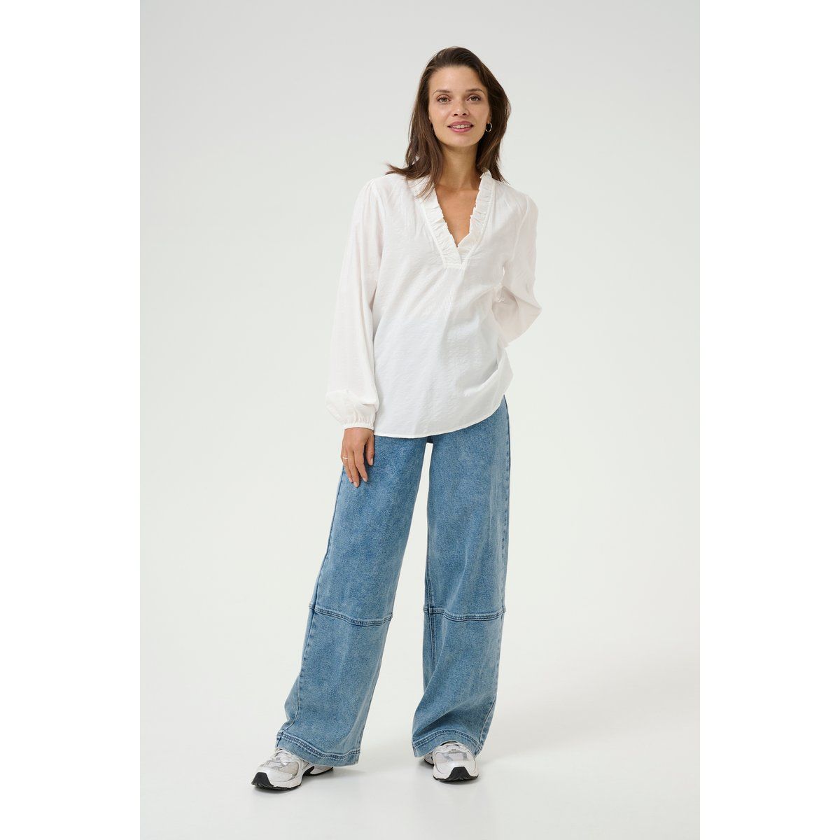 Langarm-Bluse Regular fit Chalk
