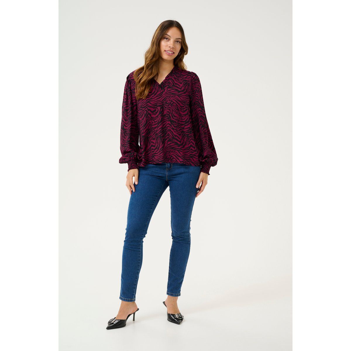 Langarm-Bluse Regular fit Rumba Red/Black Animal animal