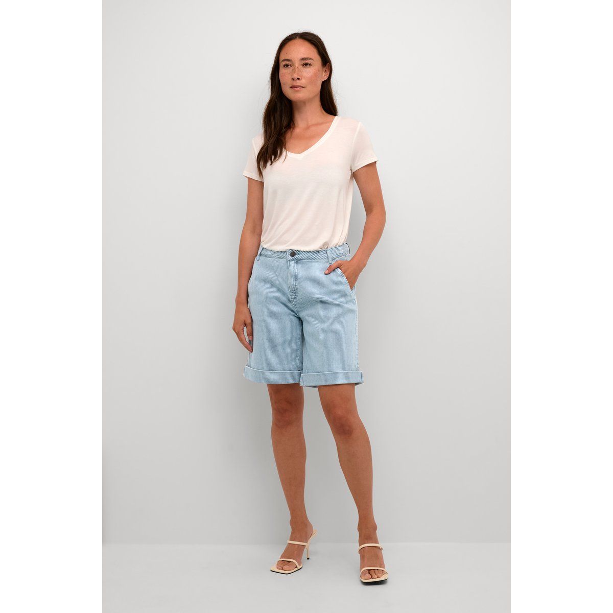 Gestreifte, locker sitzende Bermuda-Shorts