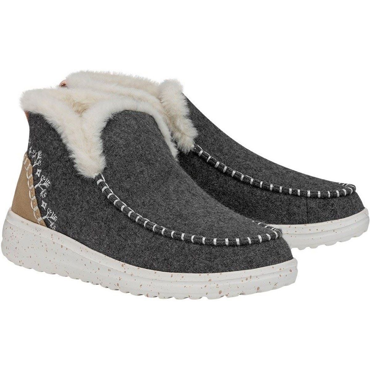 HEYDUDE Denny Wool Faux Shearling Damen Graue Stiefel