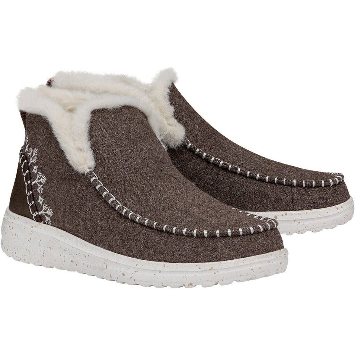 HEYDUDE Denny Wool Faux Shearling Damen-Walnussstiefel