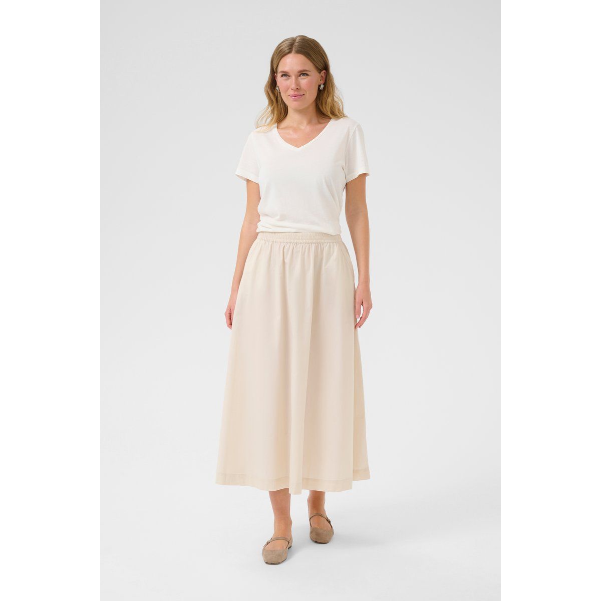 A-Linien-Midirock mit elastischer Taille