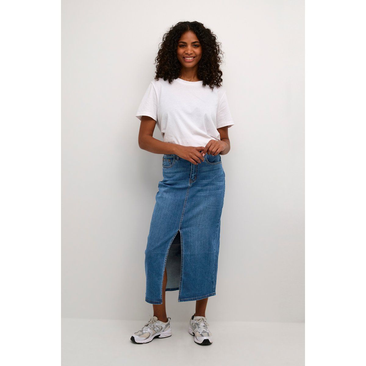 A-Linien-Jeansrock Midi mit Schlitz