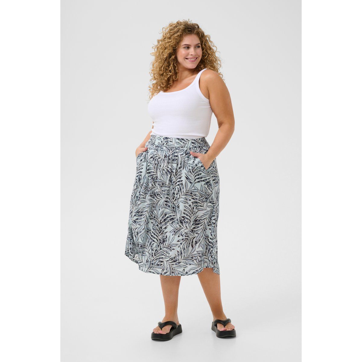 Rock A-shape Blue Leaf Print multi