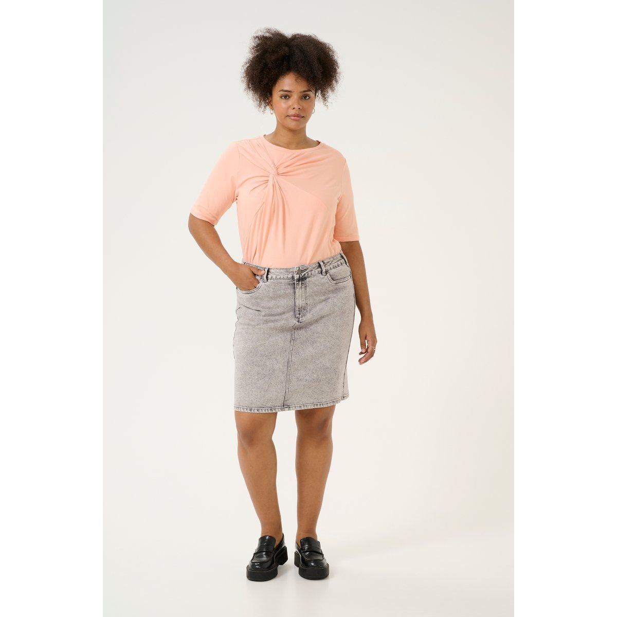 Grau gewaschener Jeans Bleistiftrock