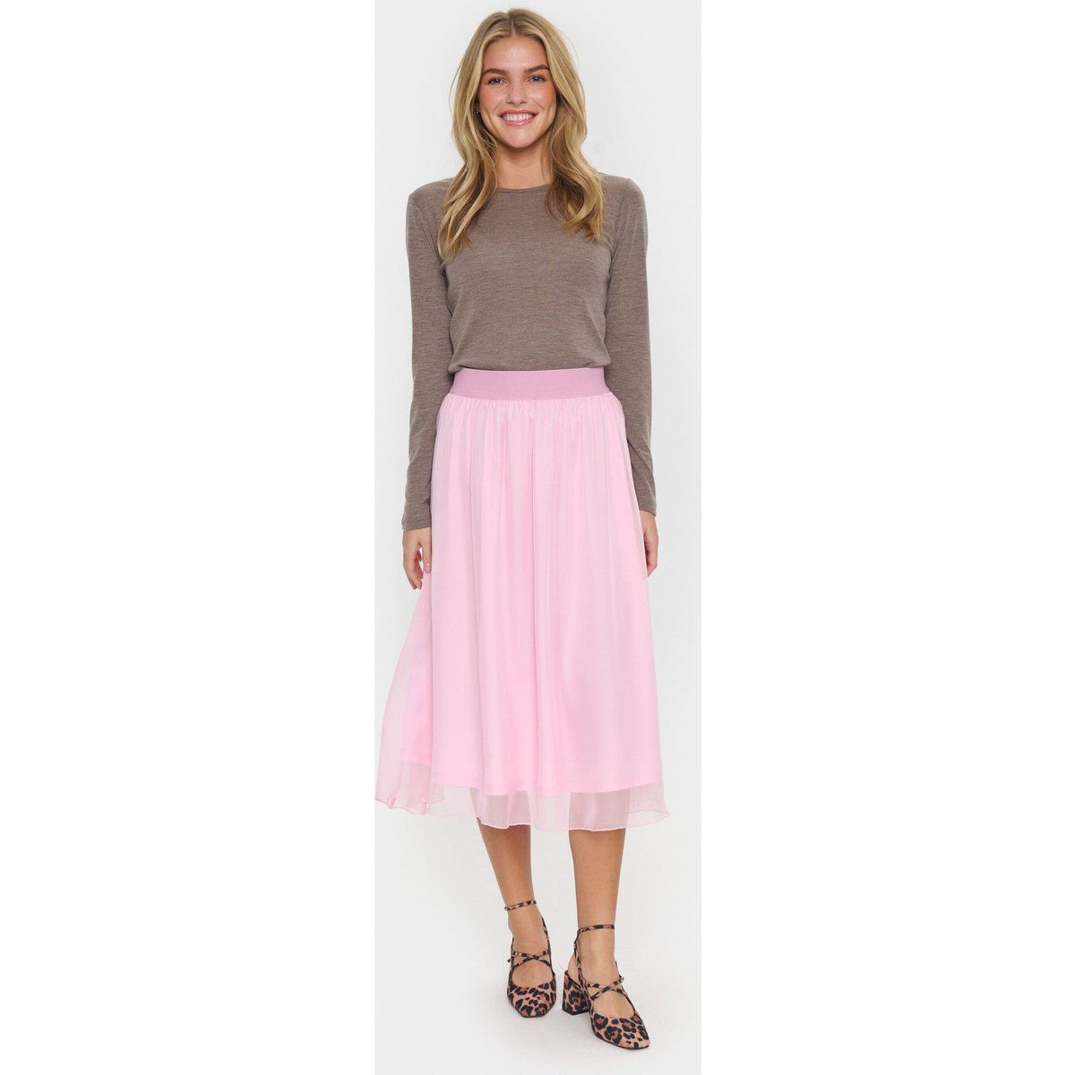 Eleganter rosa Tüll-Midi-Rock