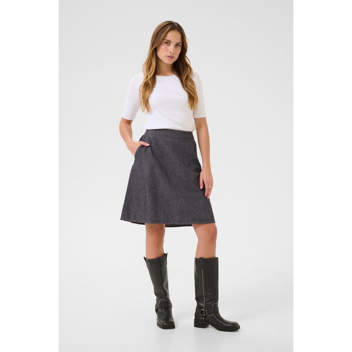 Rock A-shape Grey Washed Denim
