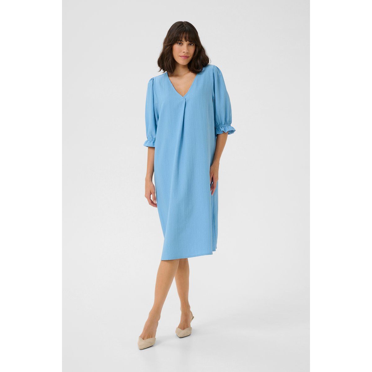 Midi-Kleid mit lockerem Schnitt und Ärmeln