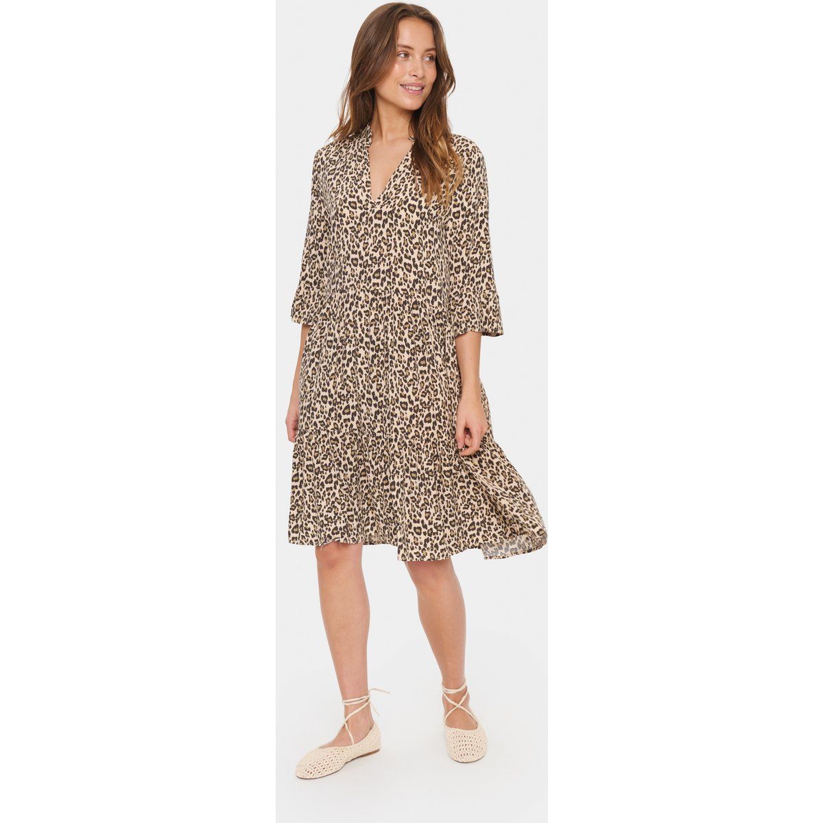 Kleid Casual fit Creme Leopard Strokes animal