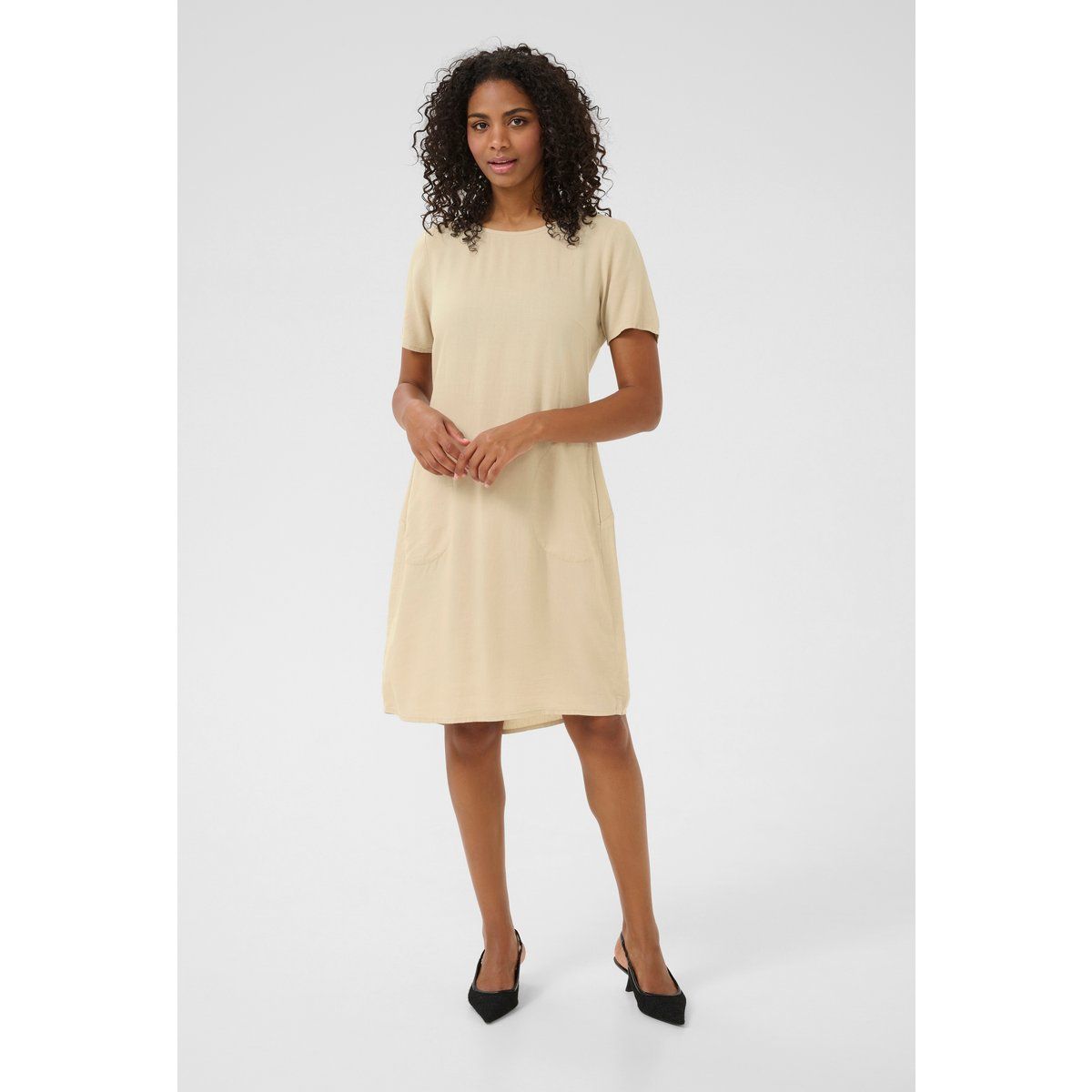 Lässiges T-Shirt-Kleid aus Leinenmischung