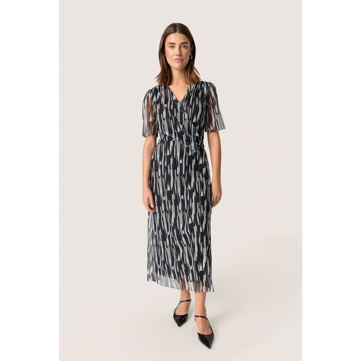 Jerseykleid Gerade Passform Black Stroke Print black