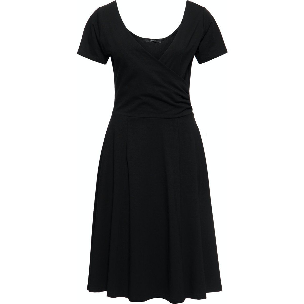 Klassisches schwarzes Midikleid in Wickeloptik