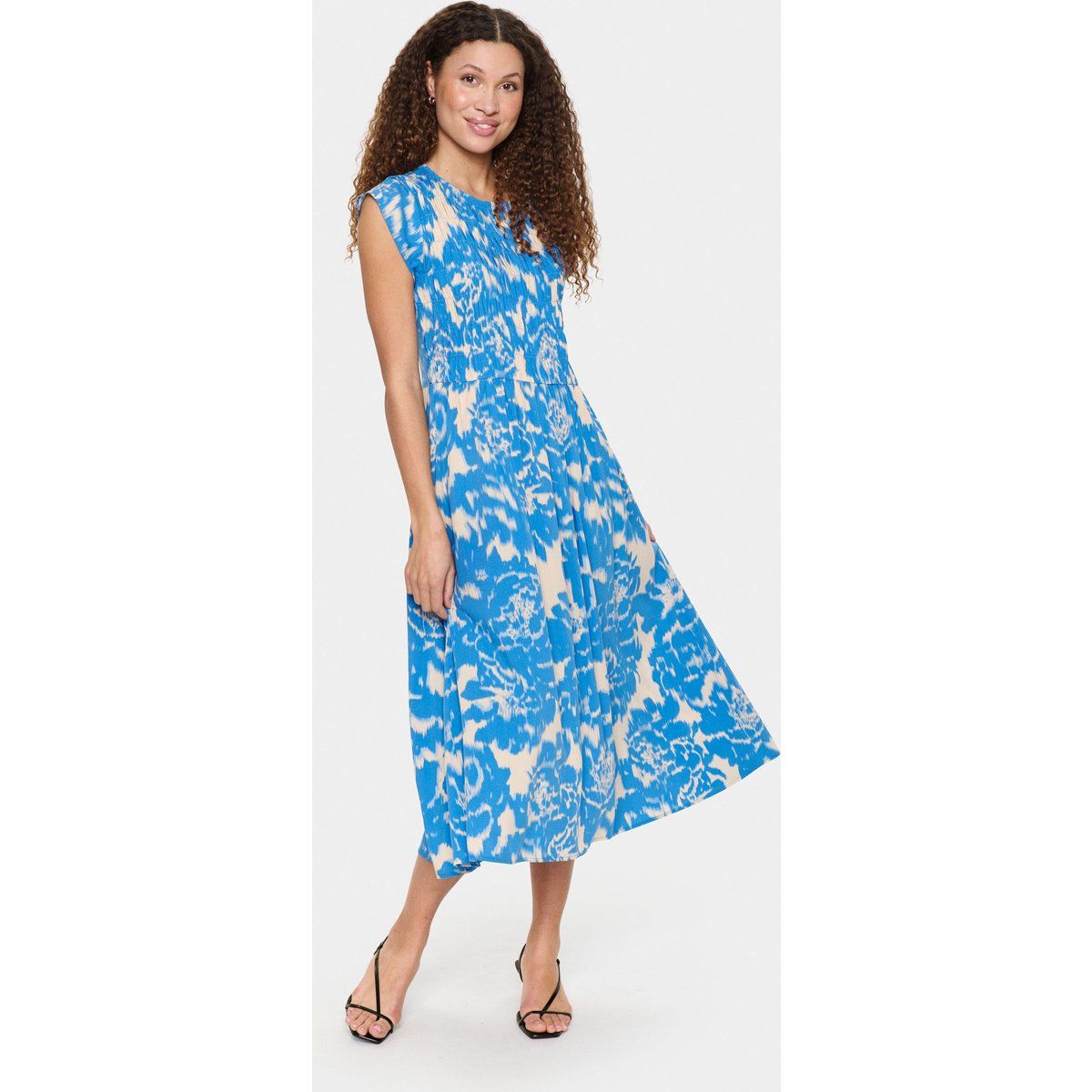 Ärmelloses Midikleid mit Blumendruck