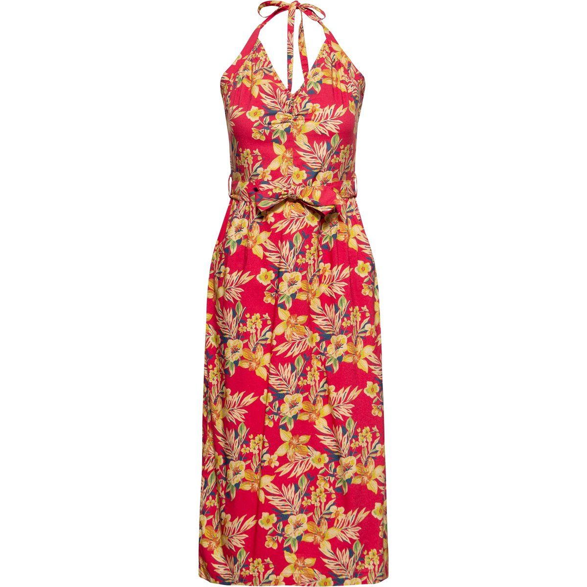 Tropisches Blumen-Neckholder-Etui-Kleid