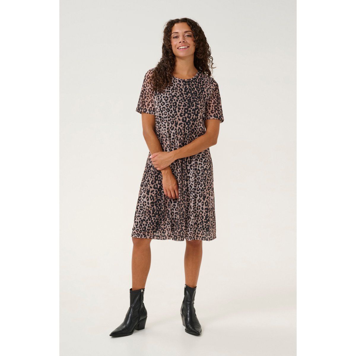 A-Linien-Midikleid mit Animal-Print