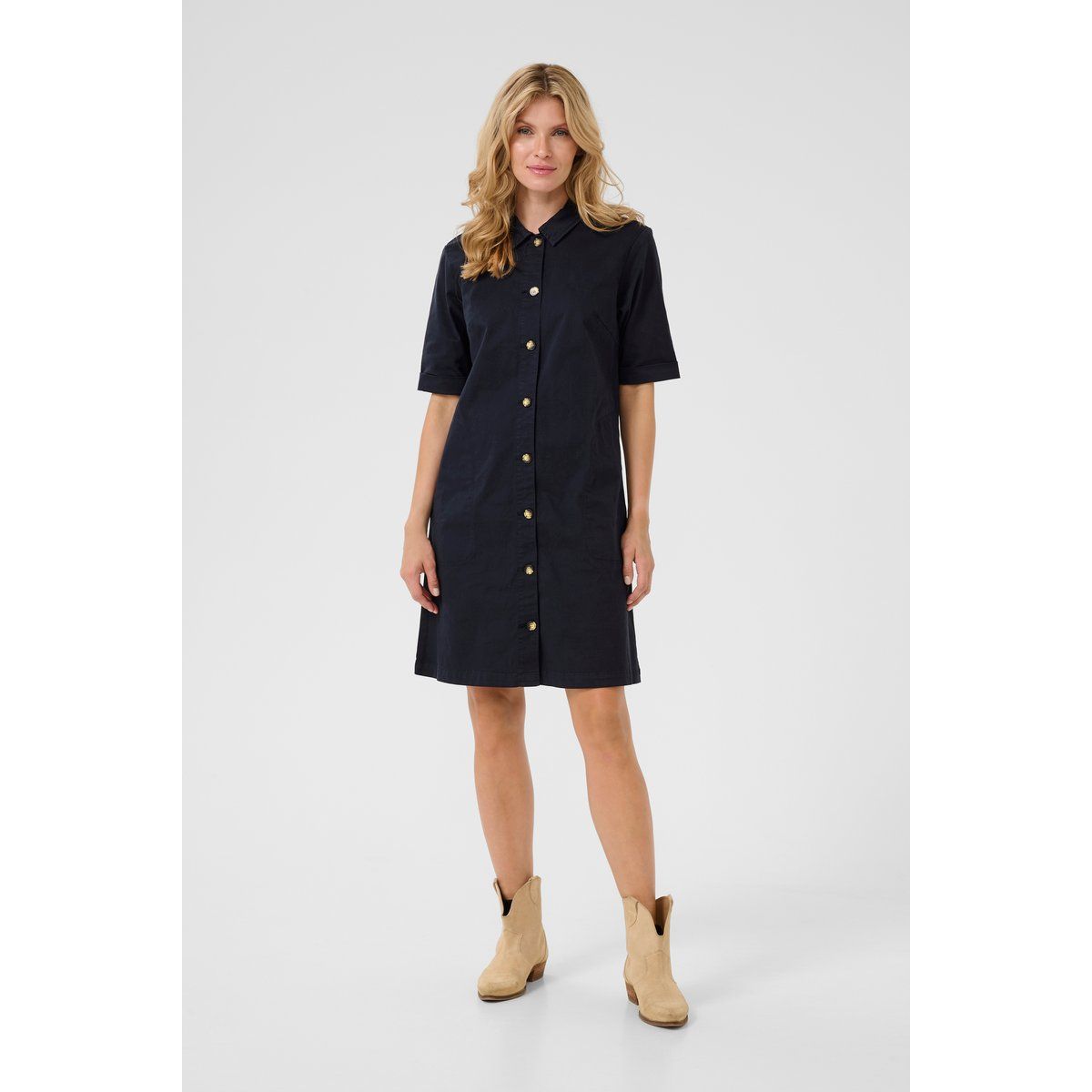Marineblaues Hemdkleid mit Knopfleiste