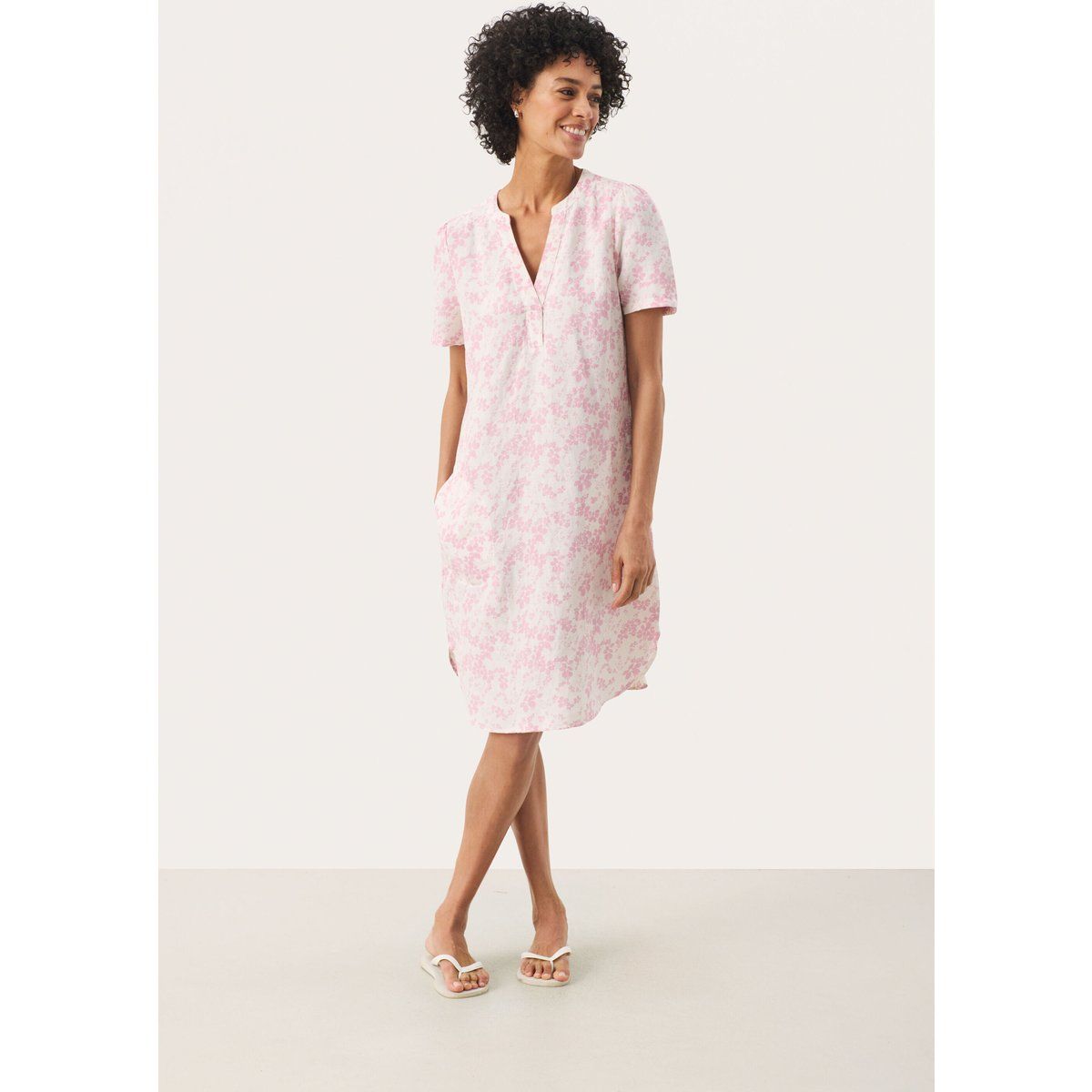 Kleid Gerade Passform pink white