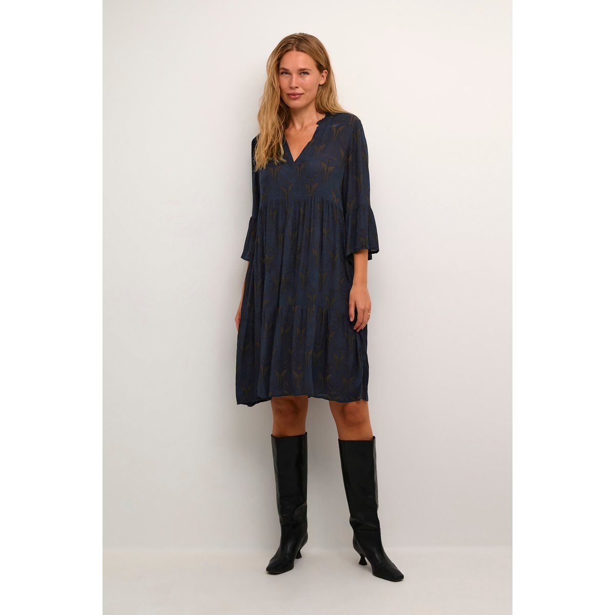 Kleid A-shape brown navy