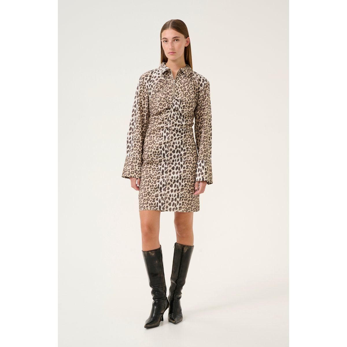 Mini-Kleid mit Animal-Print und Reißverschluss