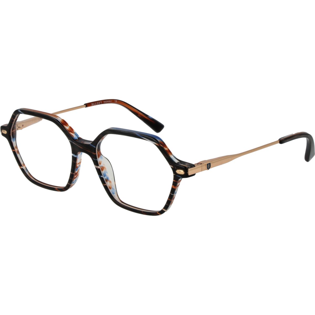 Gemusterte hexagonale Vollrandbrille
