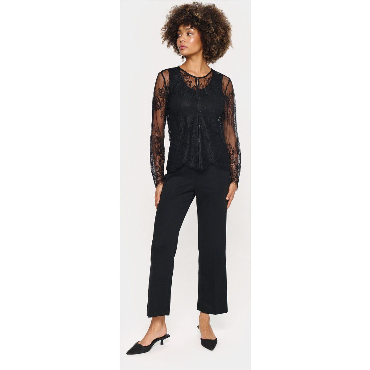 Langarmshirt in Regular Fit Schwarz black