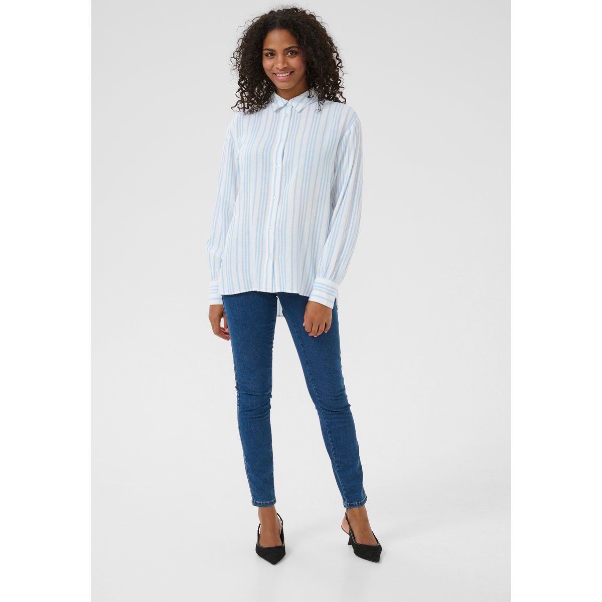 Langarm - Hemd Loose fit Chalk/Soft Chambray Stripe white blue