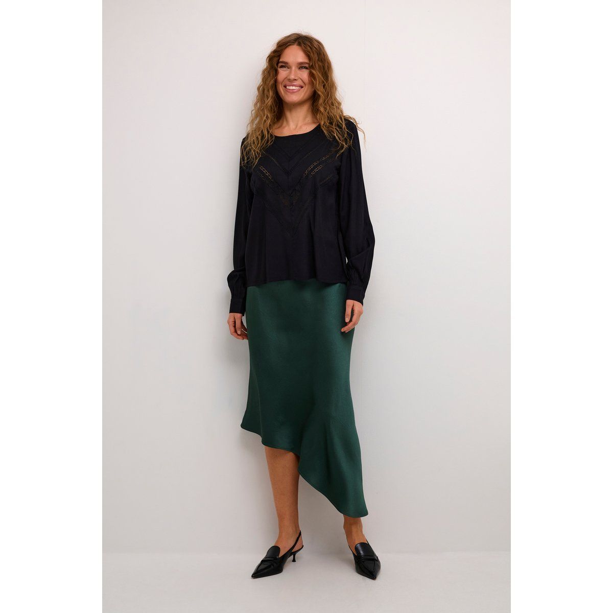 Elegante Viskose Bluse mit langen Ärmeln