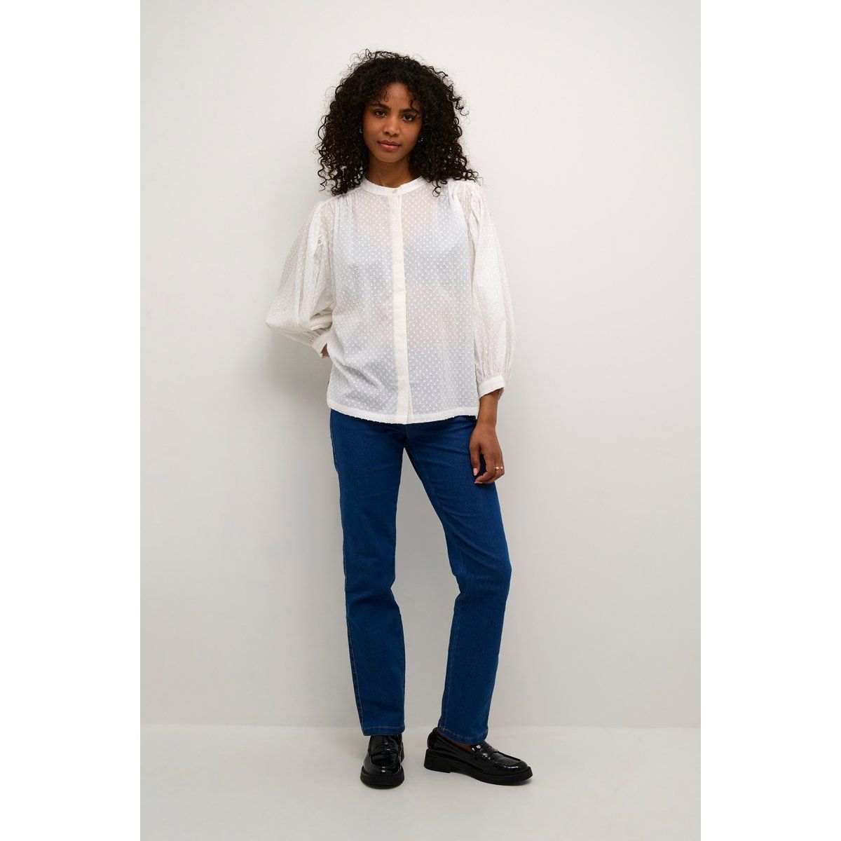 Langarm - Hemd Baggy fit Chalk white