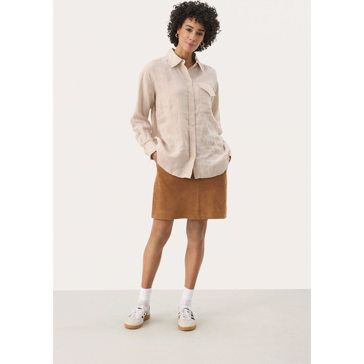 Langarm - Hemd Oversize fit French Oak cream