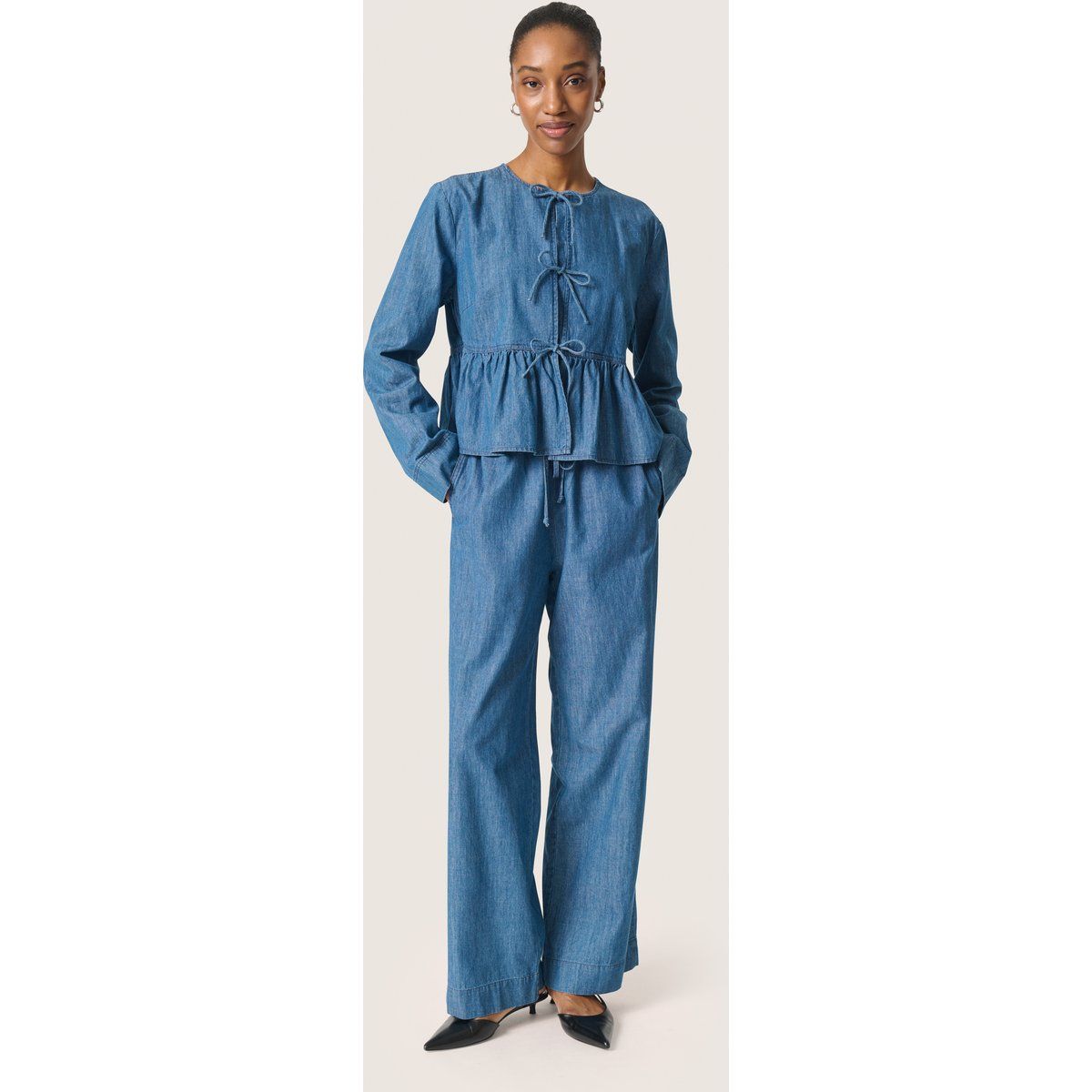 Langarm - Hemd Feminine Form Medium Blue Denim