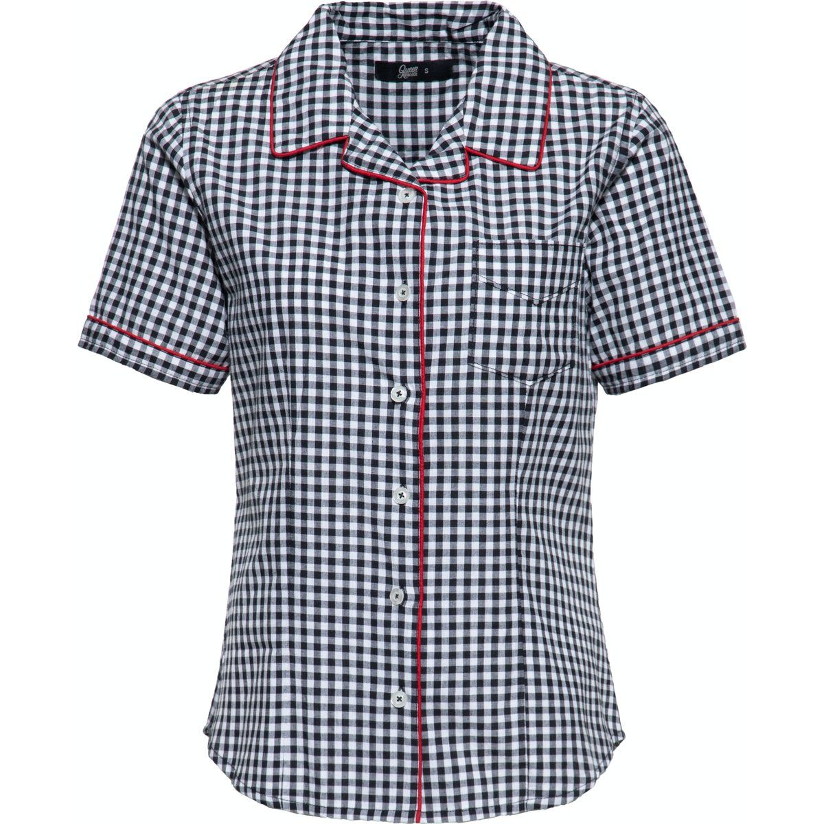 Gingham Kurzarmhemd mit Paspelierung