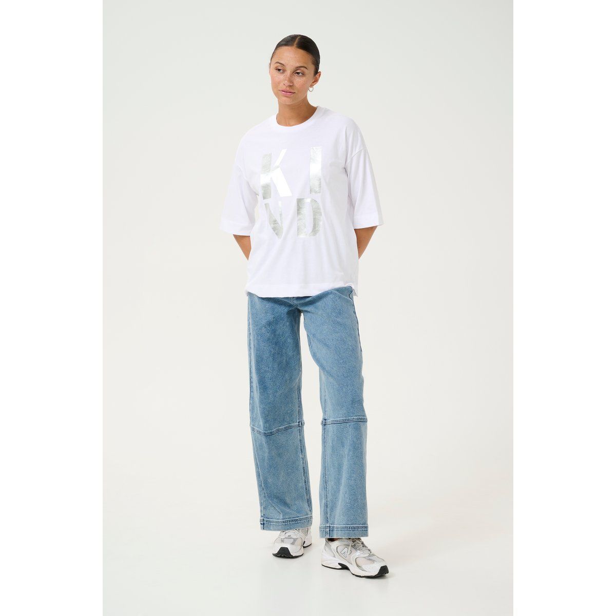 Locker geschnittenes Baumwoll-T-Shirt mit Grafik