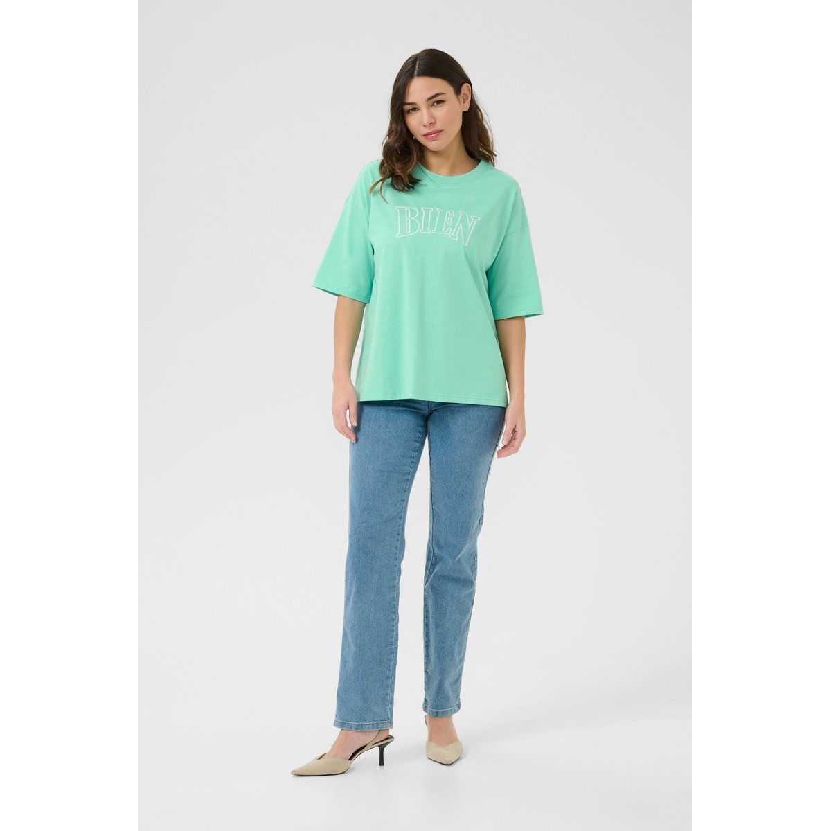 T-shirt Oversize fit Pool Blue W. Chalk Embroidery light blue