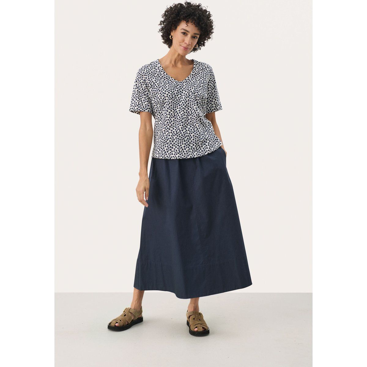 T-shirt Relaxed fit Navy Mini Grid Flower floral