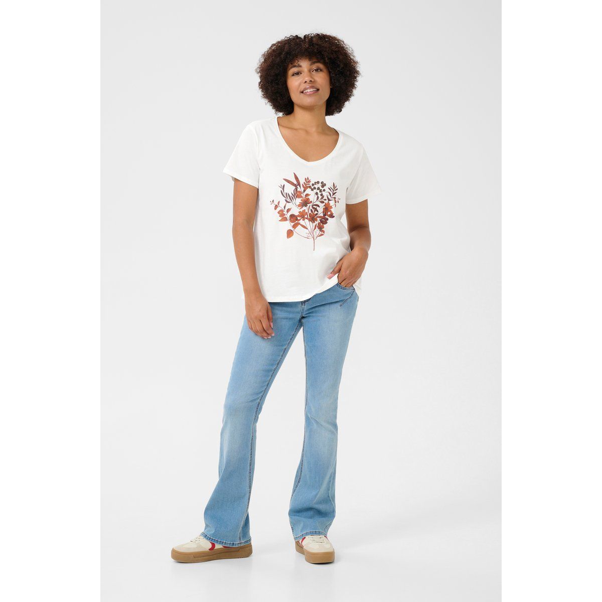 T-Shirt mit Blumendruck, reguläre Passform