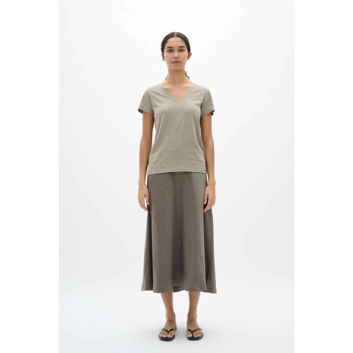 Klassisches V-Ausschnitt Kurzarm T-Shirt