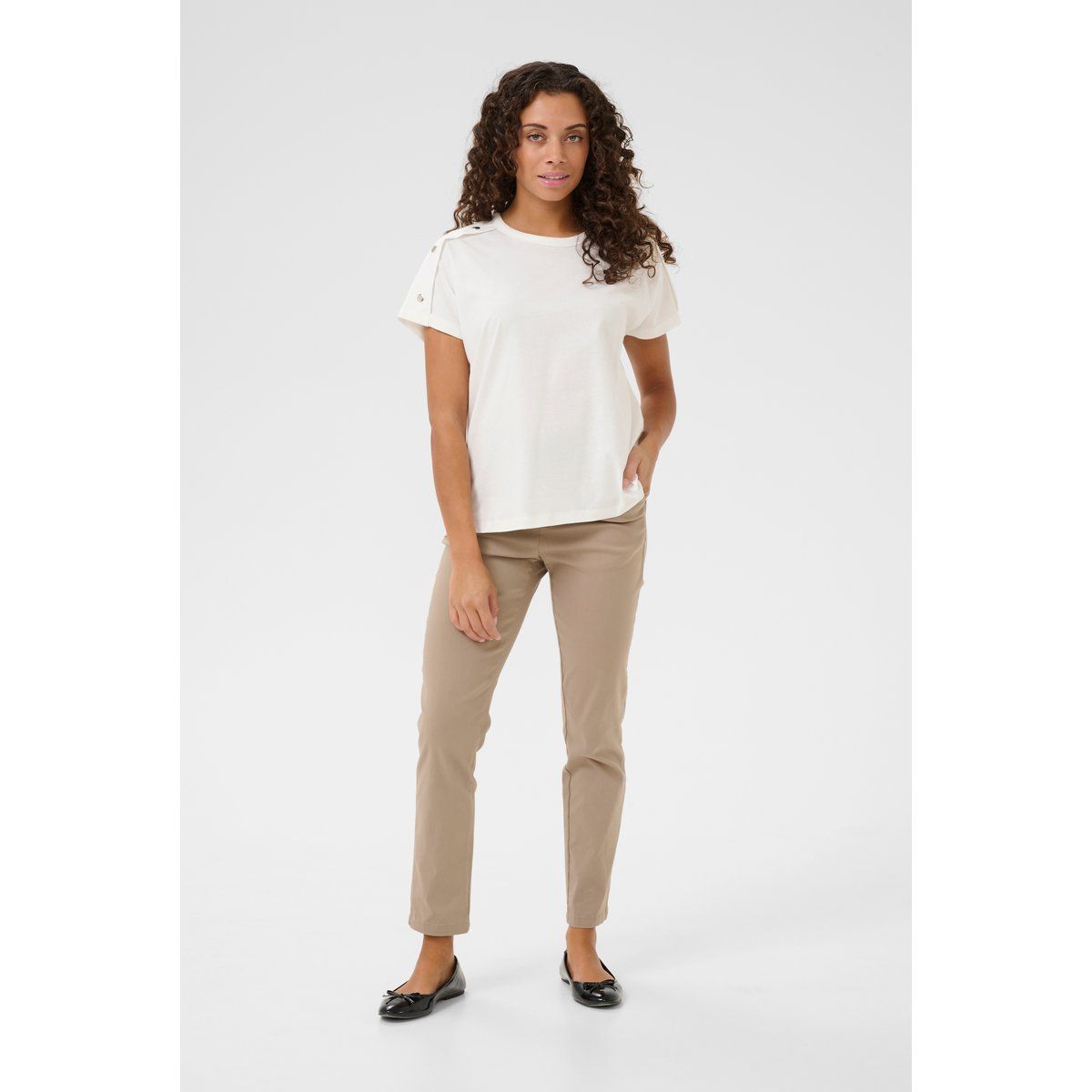 Oversize Baumwoll-T-Shirt mit Knöpfen