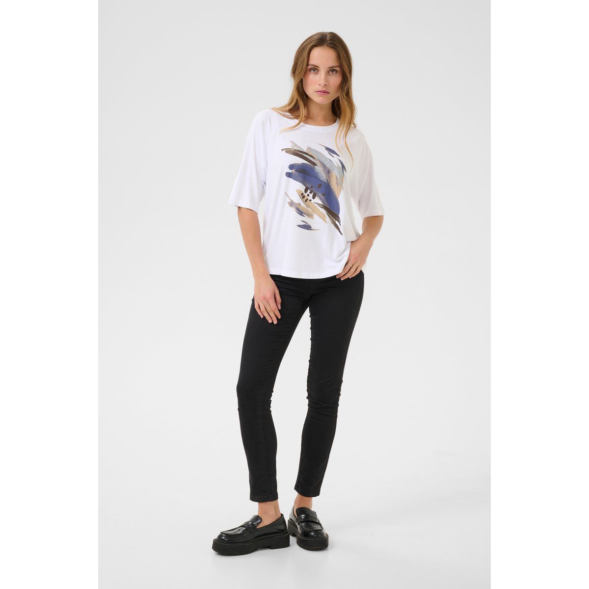 Weißes T-Shirt mit Grafikdruck, Casual Fit
