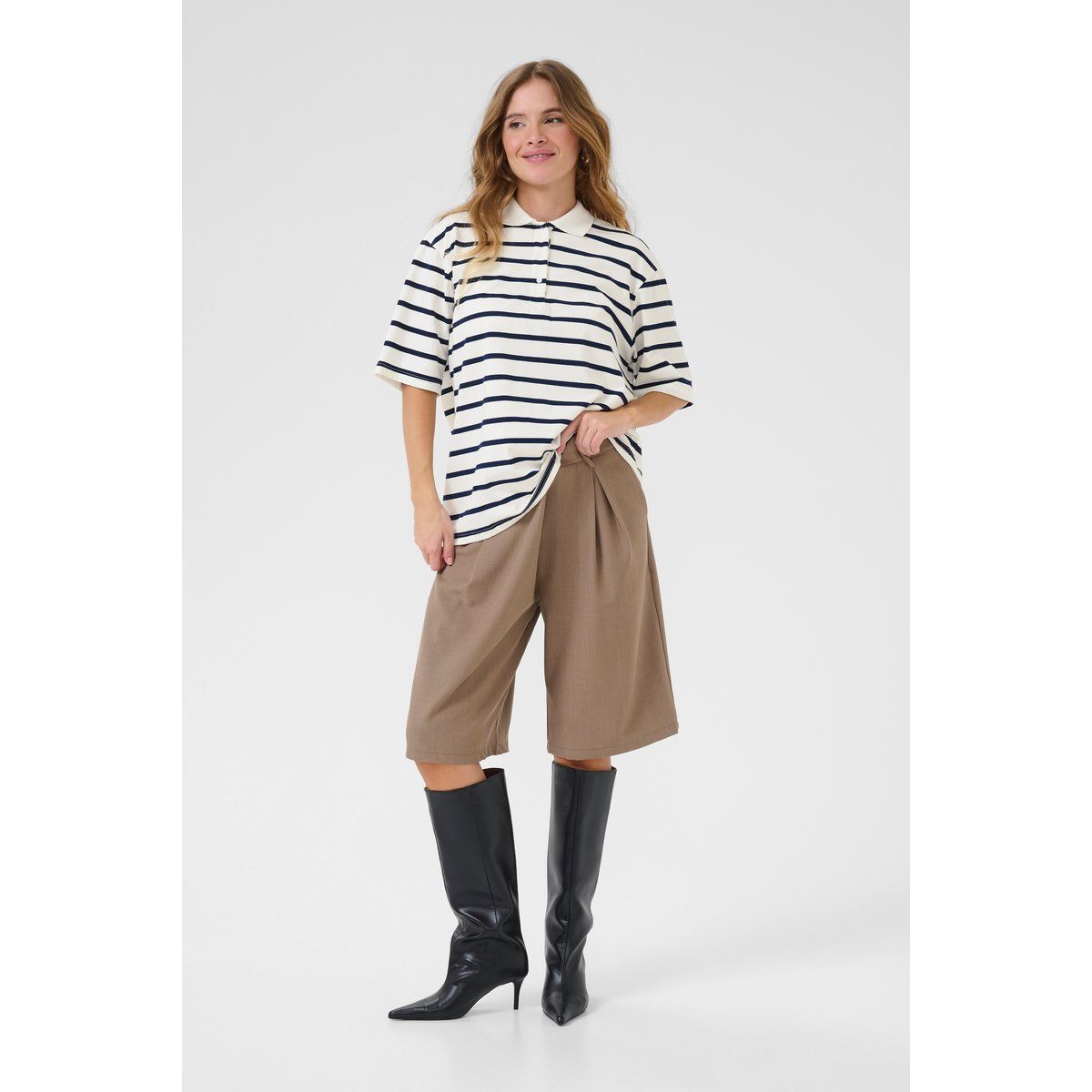 Gestreiftes Oversize-Poloshirt aus Baumwolle