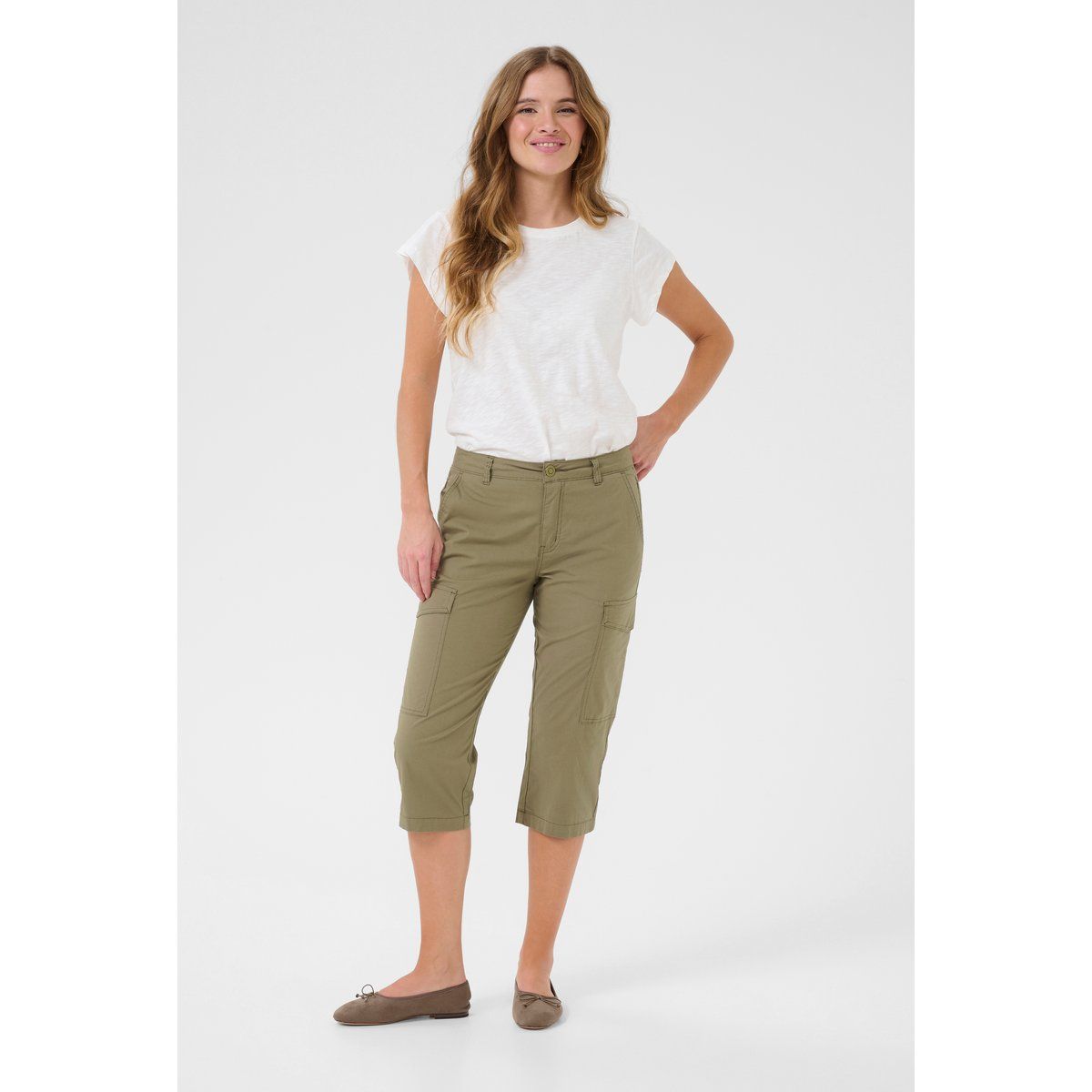 Caprihose Regular fit Dusky Green Wash green