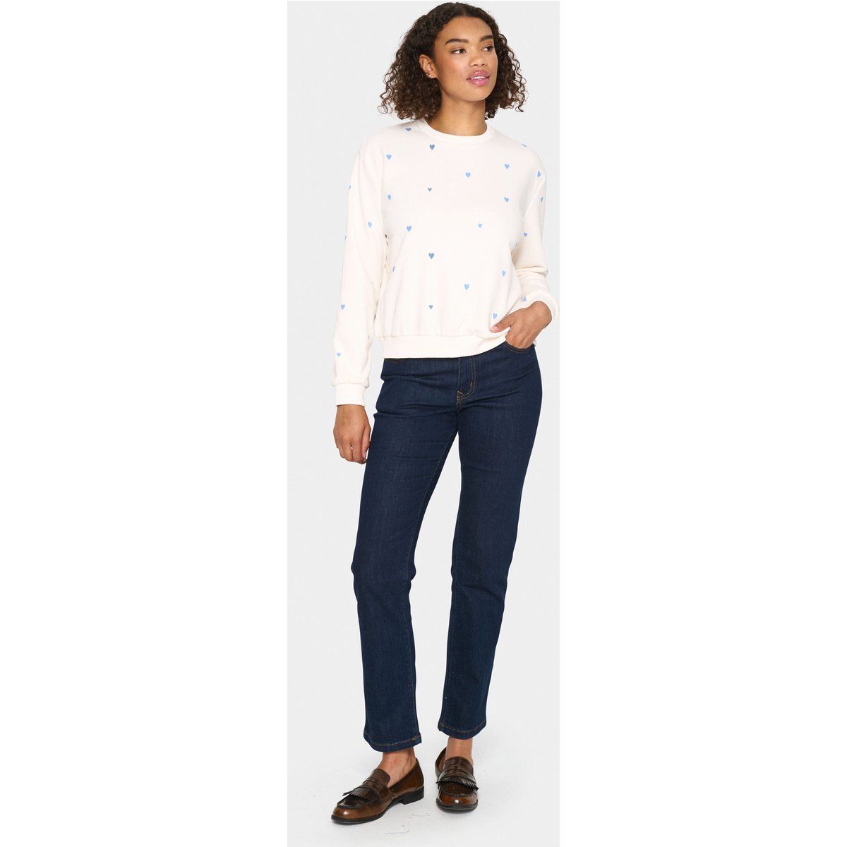 Lässiges Sweatshirt mit Herzmuster