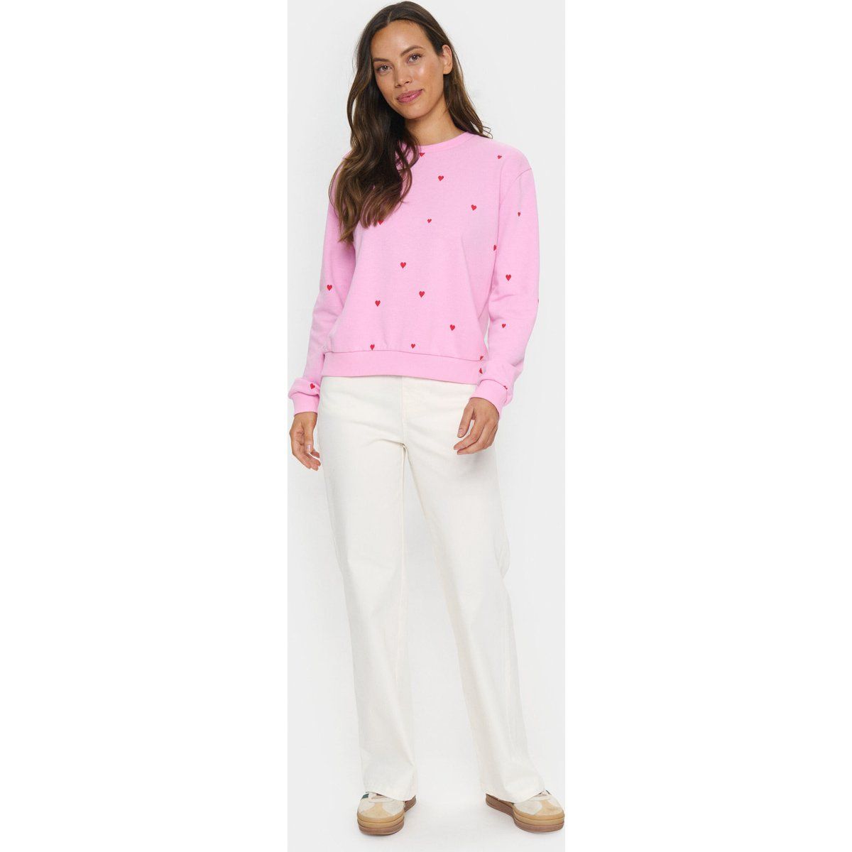 Sweatshirt Casual fit Bonbon Flame Hearts pink