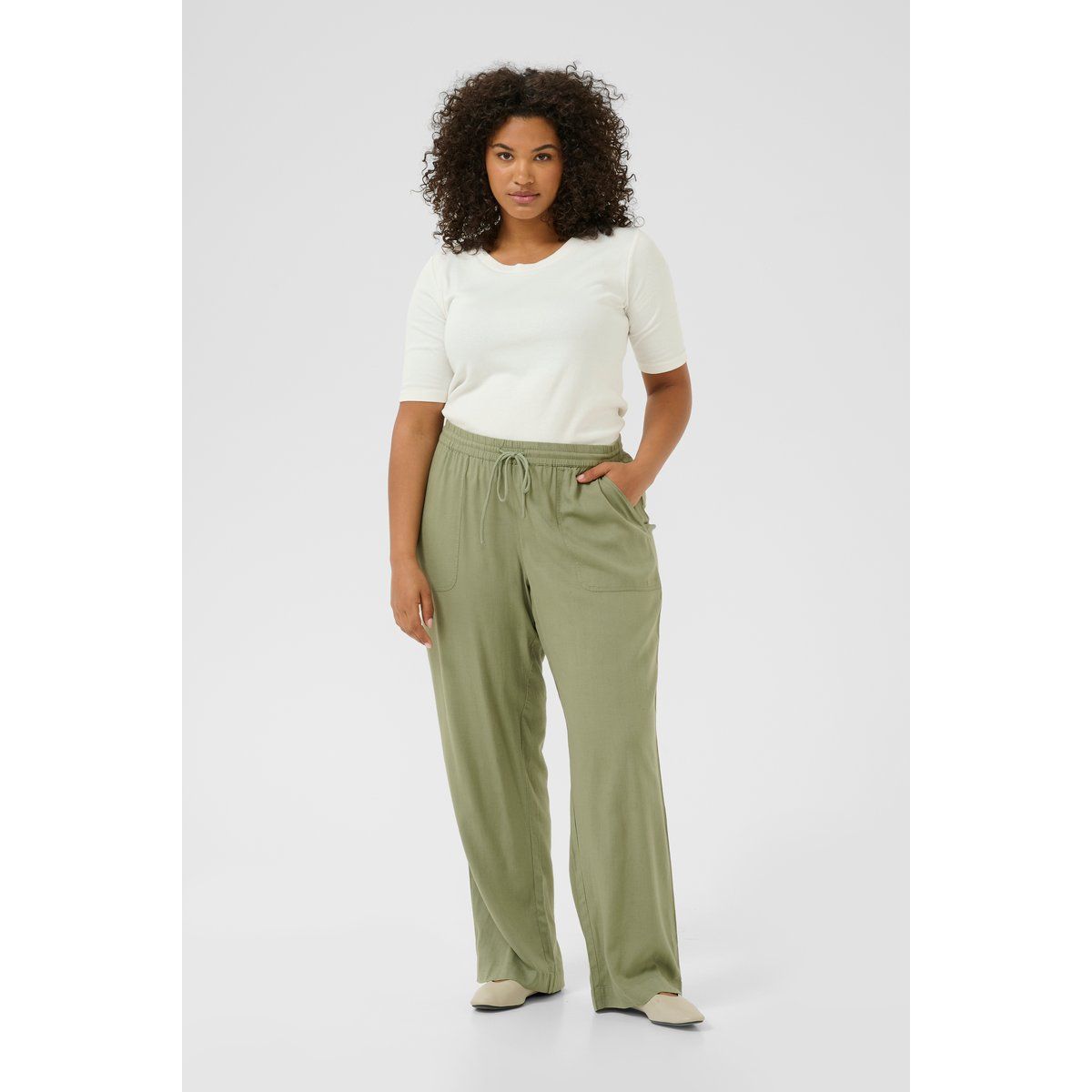 Locker geschnittene Hose aus Leinenmischung