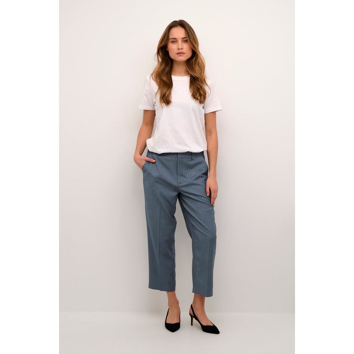 Indigo Nadelstreifen Regular Fit Anzughose