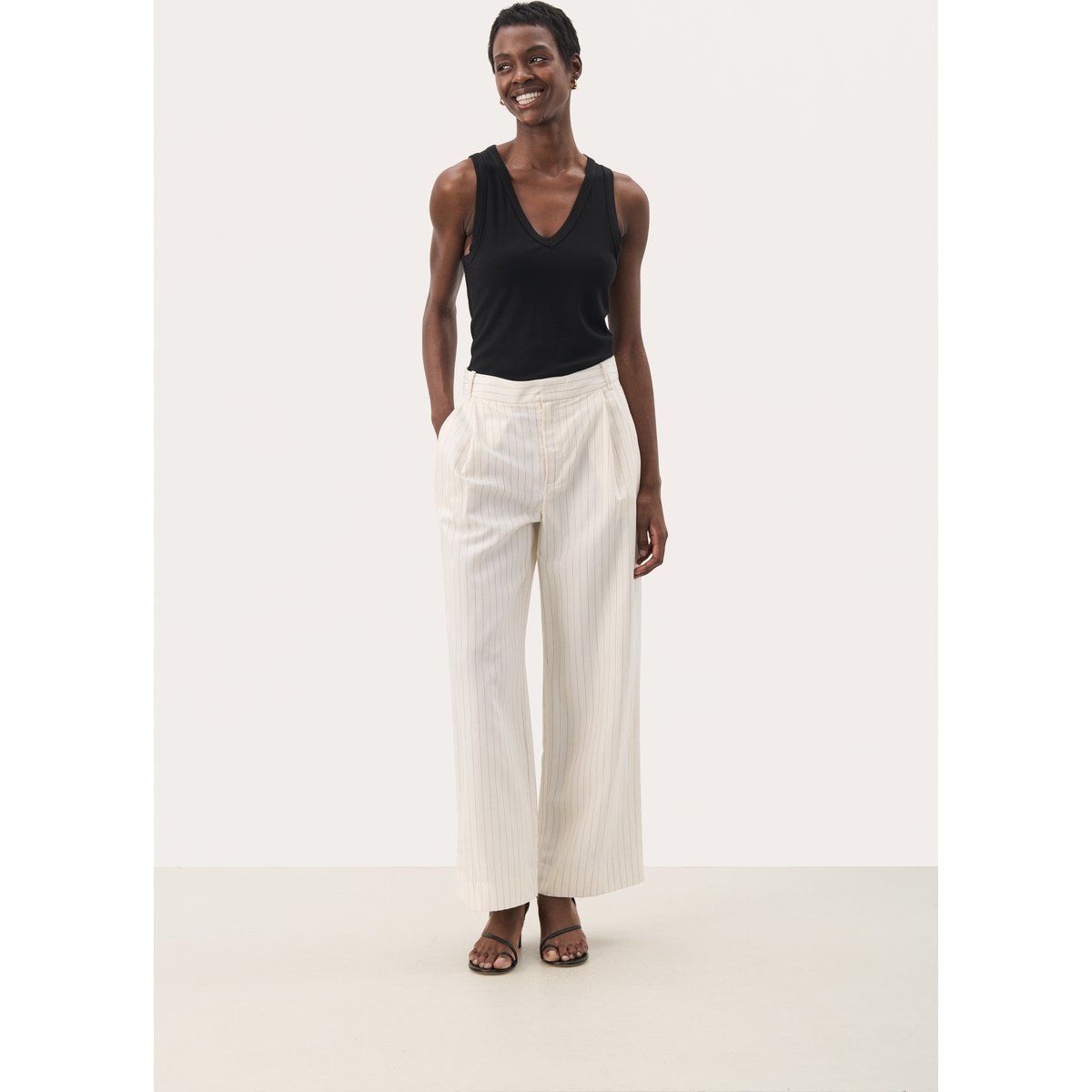 Casual Hose Classic fit Whitecap Gray Stripe grey white