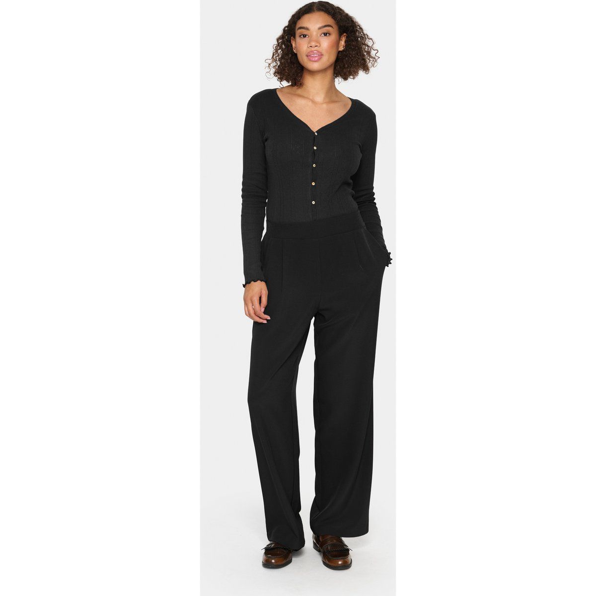 Casual Hose Gerade Passform Blac