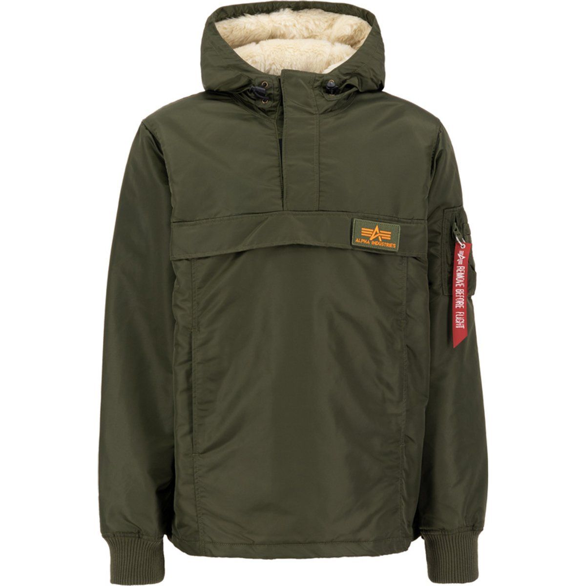Olivgrüne Fleece-gefütterte Anorak-Jacke
