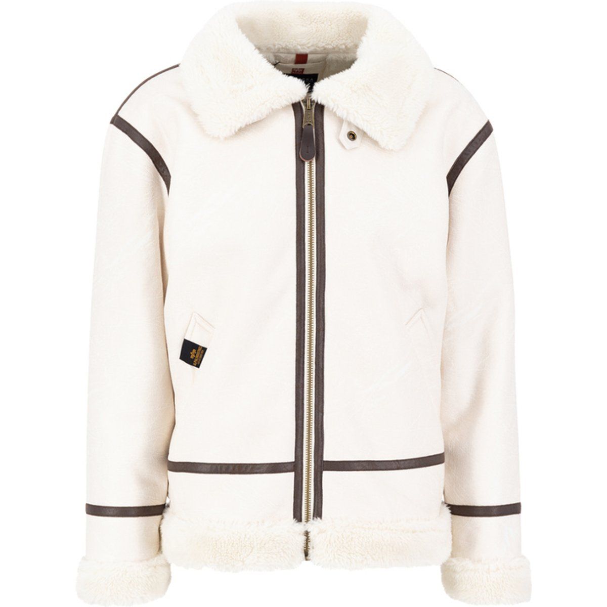 Bomberjacke aus Kunstleder mit Shearling
