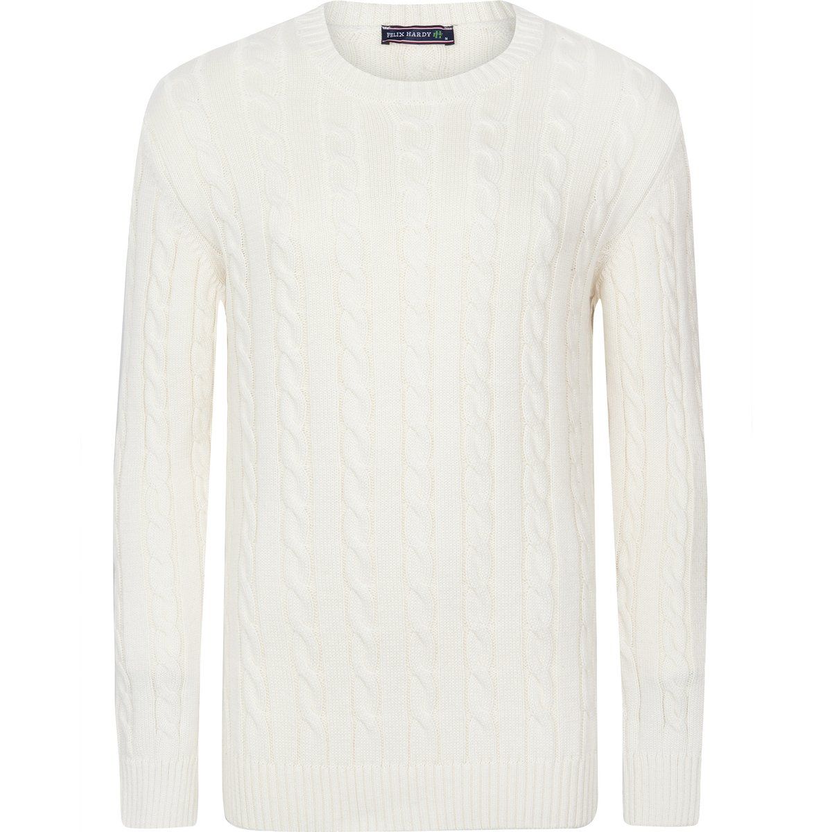 Klassischer Zopfstrick Baumwollpullover